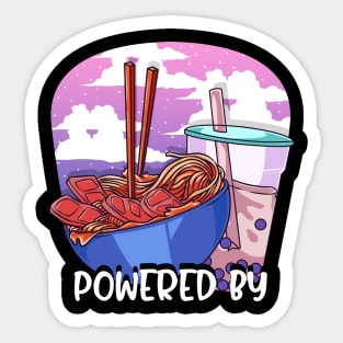Powered By Ramen & Boba Tea Kawaii Anime Sticker